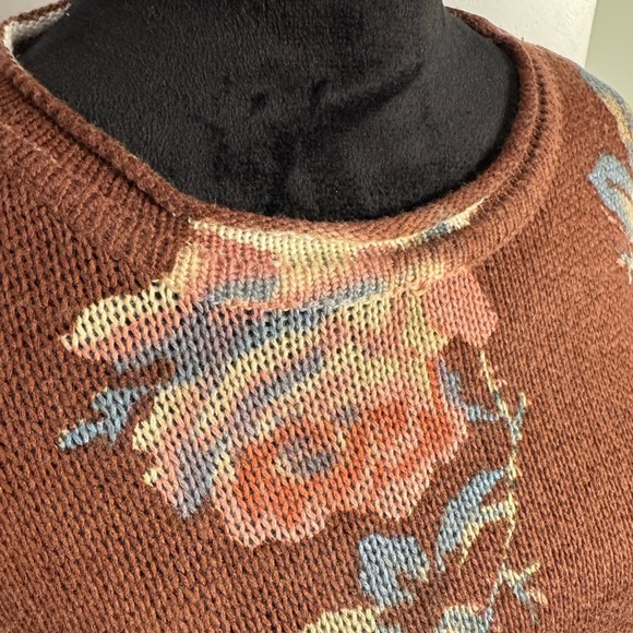 Show Me Your Mumu Chocolate and Roses Knit Bonfire Tunic Sweater rolled neck - Picture 3 of 9